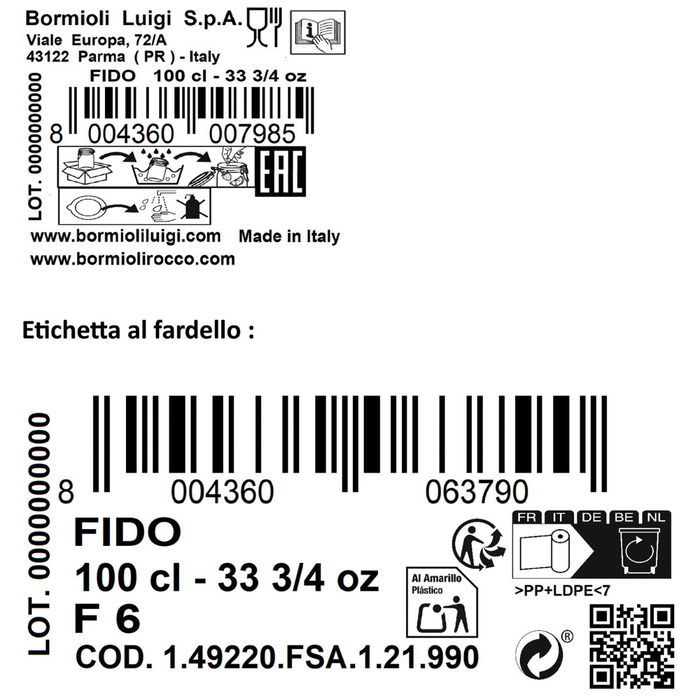 Tarro Conserva Vidrio Fido Bormioli Rocco 1 L (6 Unidades)