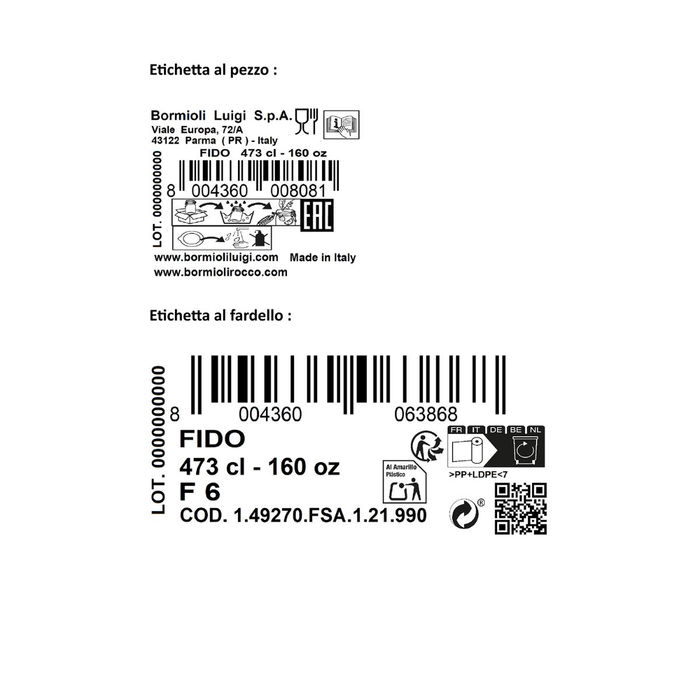 Tarro Conserva Vidrio Fido Bormioli Rocco 5 L (6 Unidades)