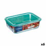 Fiambrera Rectangular con Tapa Luminarc Keep'n Lagon 16 x 11,3 x 6 cm Turquesa 820 ml Vidrio (6 Unidades)