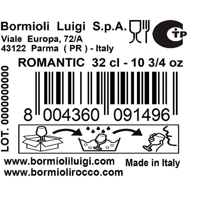 Copa Vidrio Romantic Bormioli Rocco 32 cL (6 Unidades) Copa Vidrio Romantic Bormioli Rocco 32 cL (6 Unidades)