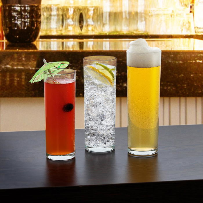 Caja 24 Vasos Altos Vidrio Tensionado Tubo Arcoroc 30 cL