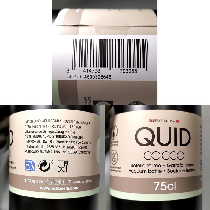 Quid Botella Termo Cocco 0,75 L Negro