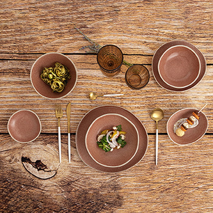 Bidasoa Plato de Postre Irregular Cerámico Gio 20 cm (6 Unidades) - Terracota