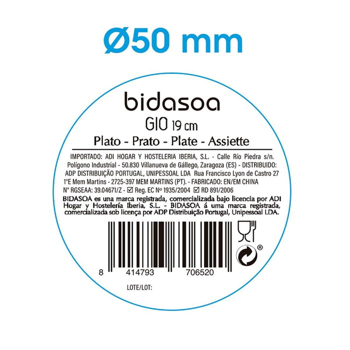 Plato Hondo Irregular Cerámico Gio Bidasoa 19 cm (6 Unidades) Plato Hondo Irregular Cerámico Gio Bidasoa 19 cm (6 Unidades)