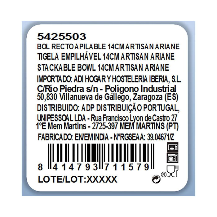 Bol Porcelana Reforzada Artisan Ariane 14 cm (4 Unidades)