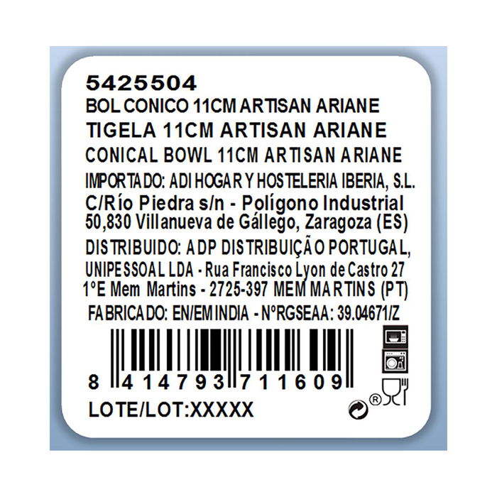 Bol Porcelana Reforzada Artisan Ariane 11 cm (6 Unidades)