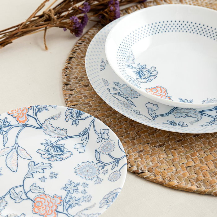 Vajilla Opal Thelma Blue Arcopal 12 Piezas - 4Personas