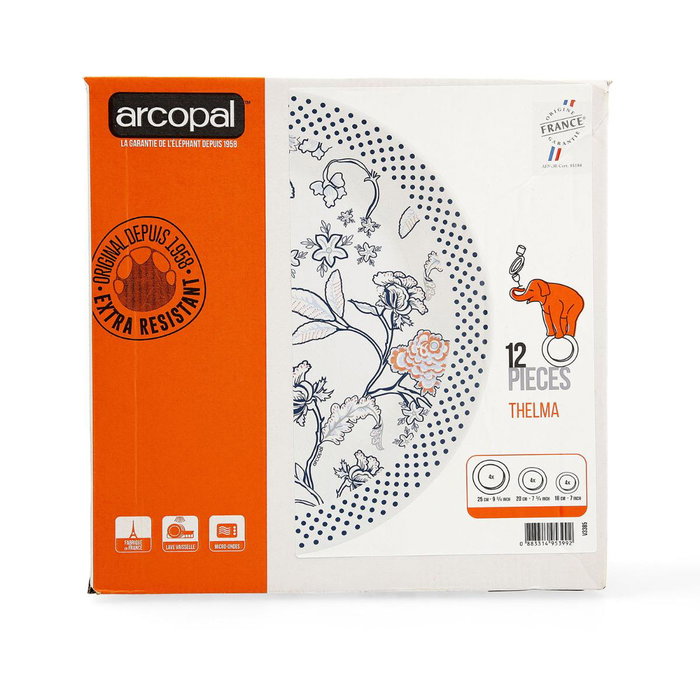 Vajilla Opal Thelma Blue Arcopal 12 Piezas - 4Personas