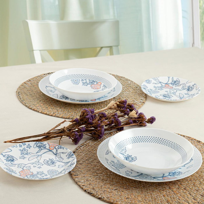 Vajilla Opal Thelma Blue Arcopal 12 Piezas - 4Personas