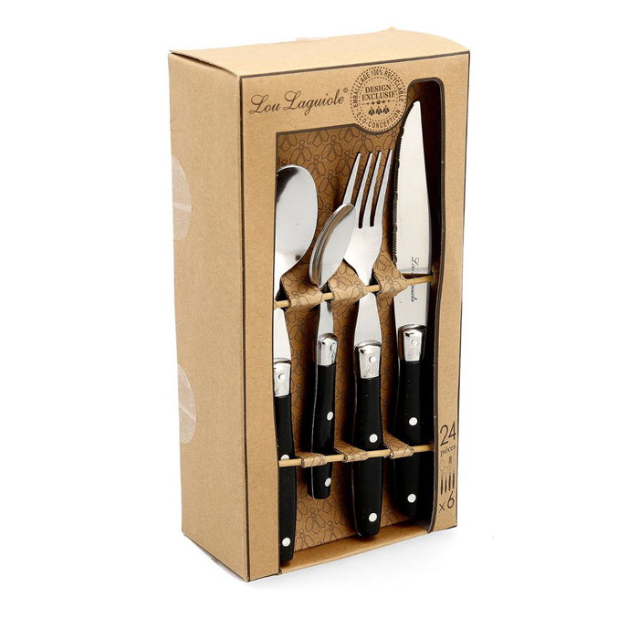 Lou Laguiole Set de 24 Cubiertos Comptoir Acero Inox y Mango PP 18-0-1,5 mm