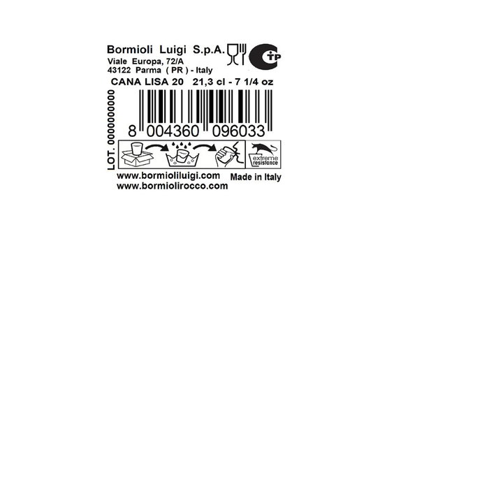 Bormioli Rocco Vaso 213 Ml Mm Vidrio Templado Colección Caña Altura 104,5 Mm Diámetro 66,1 Mm Pack 6 Unidades