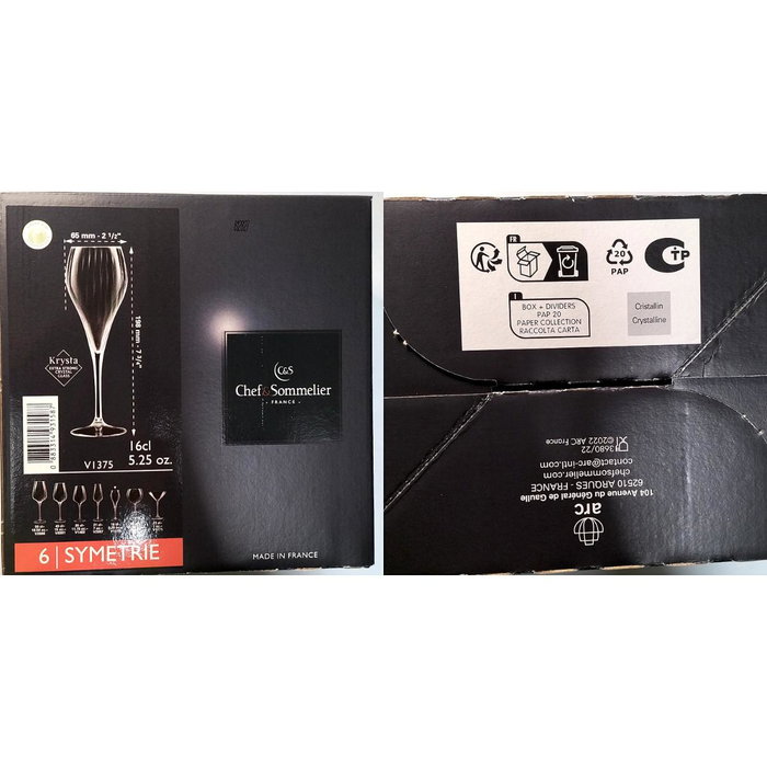 Chef & Sommelier Caja 6 Copas Flauta Krysta Symetrie 16 cL