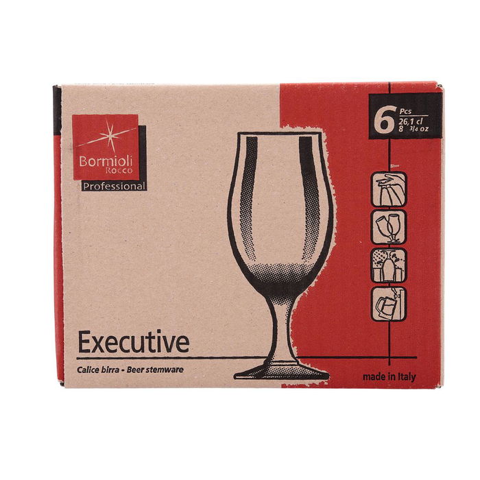 Caja 6 Copas Cerveza Vidrio Executive Bormioli Rocco 26 cL