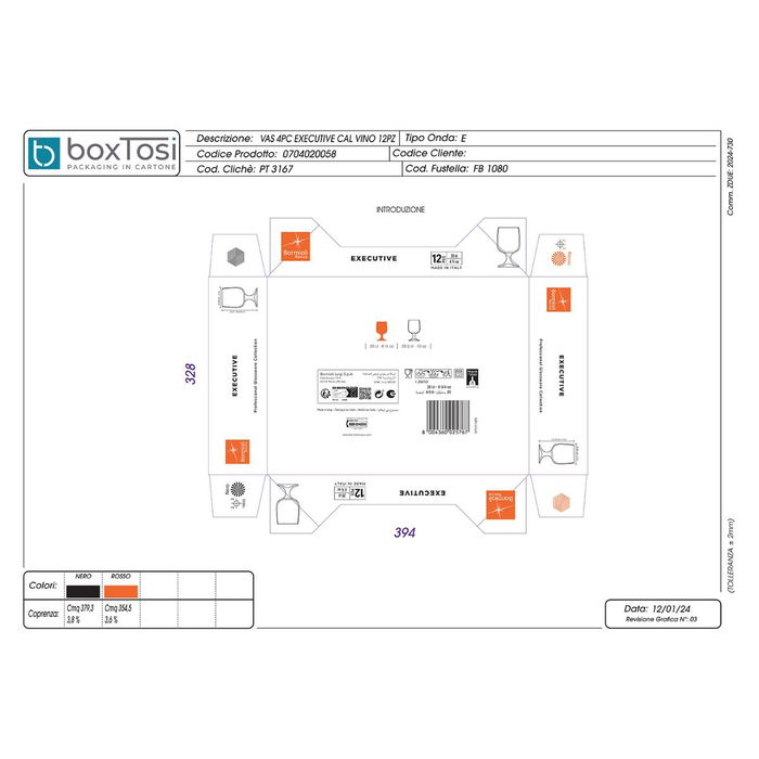 Set 12 Copas Vino Vidrio Executive Bormioli Rocco 20 cL