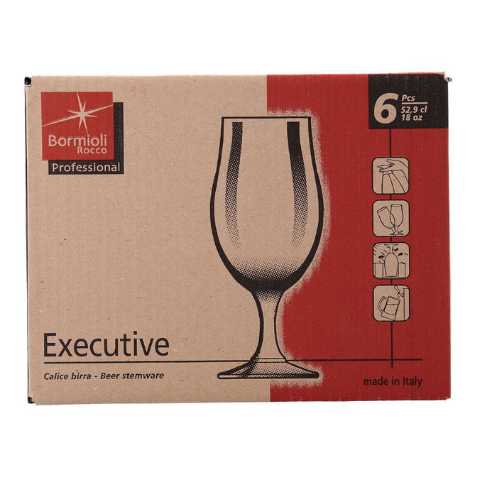 Caja 6 Copas Cerveza Vidrio Executive Bormioli Rocco 53 cL
