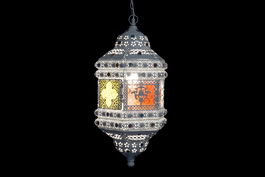 DKD Home Decor Fez Lámpara Techo Arabe Dorado Multicolor 28 x 58 x 28 cm Metal Acrílico E27