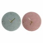 DKD Home Decor Set de 2 Relojes Velvet Poliester Rosa y Verde