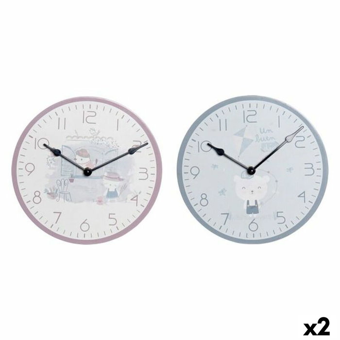 DKD Home Decor Reloj Infantil Bird MDF y Plástico 24x3x24 cm (Surtido de 2 unidades)
