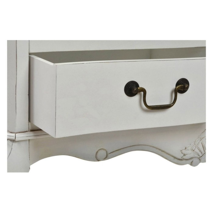 DKD Home Decor Librería Abeto Blanca con 4 Estantes y 1 Cajón