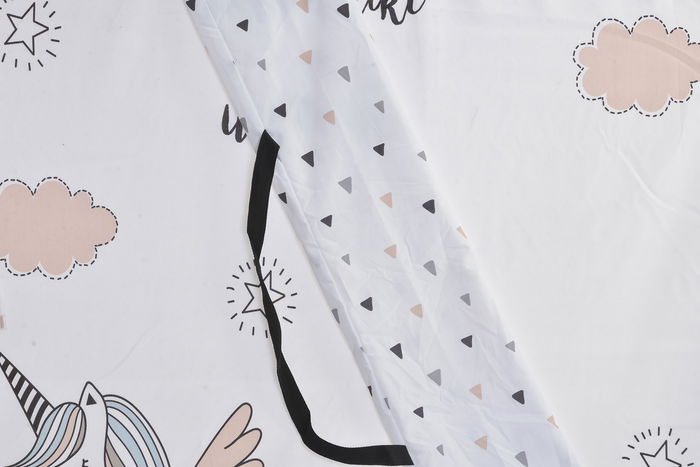 DKD Home Decor Tipi Infantil 110 x 106 x 110 cm Algodon y Madera con Estampado de Unicornio