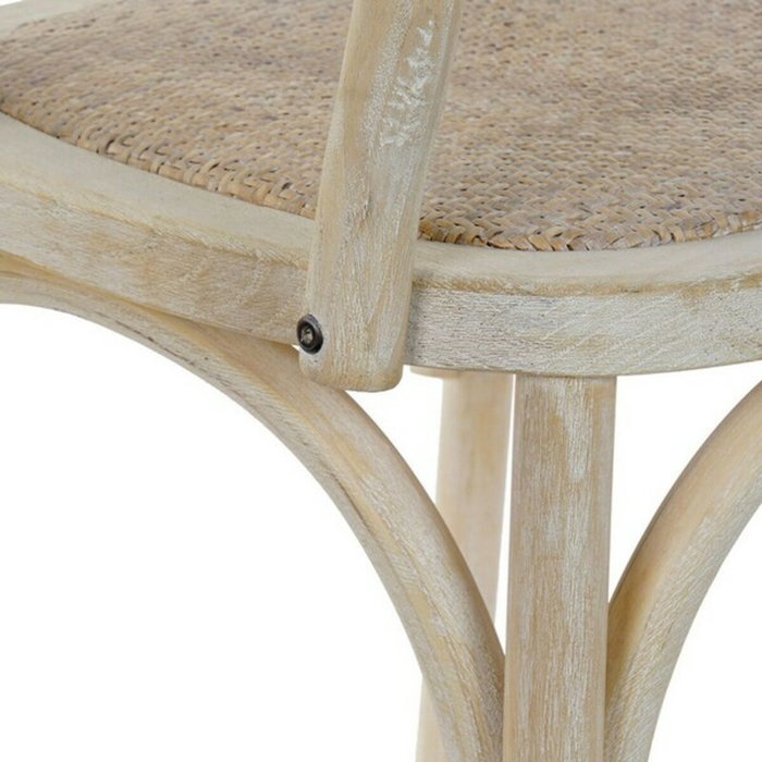 DKD Home Decor Silla Olmo Ratan Crossback Envejecido Blanco DKD Home Decor Silla Olmo Ratan Crossback Envejecido Blanco