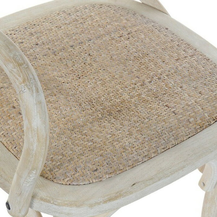 DKD Home Decor Silla Olmo Ratan Crossback Envejecido Blanco DKD Home Decor Silla Olmo Ratan Crossback Envejecido Blanco