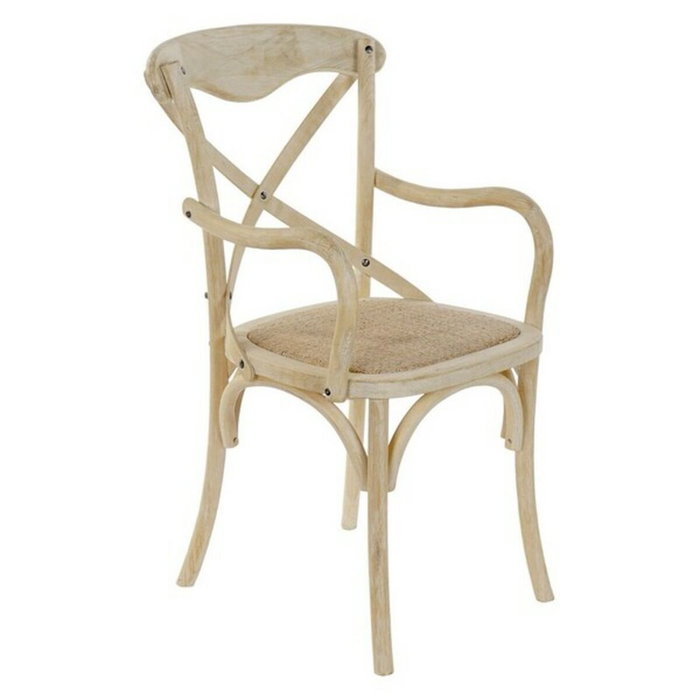 DKD Home Decor Silla Olmo Ratan Crossback Envejecido Blanco DKD Home Decor Silla Olmo Ratan Crossback Envejecido Blanco