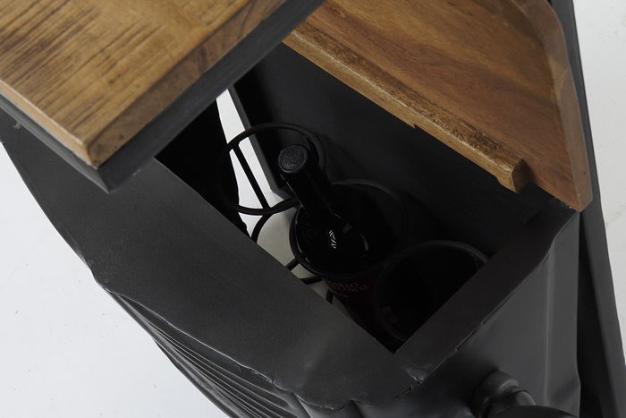 DKD Home Decor Botellero Gris Oscuro 30 x 104 x 83 cm Hierro Acacia Cristal