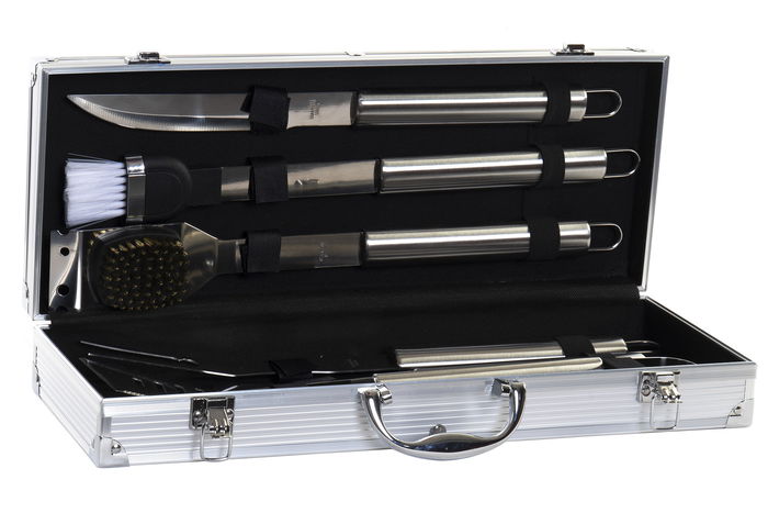 DKD Home Decor Barbacoa Terraza Y Jardin Negro Inox Metal 18 x 8 x 47 cm Set de 6 (2 Unidades)