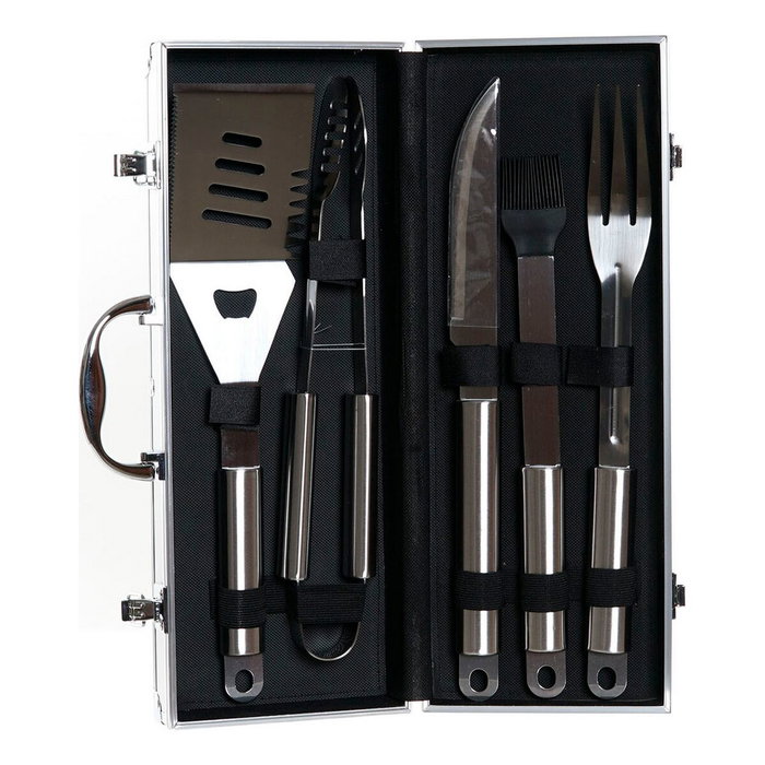 DKD Home Decor Barbacoa Terraza Y Jardin Negro Inox Metal 18 x 8 x 47 cm Set de 6 (2 Unidades)