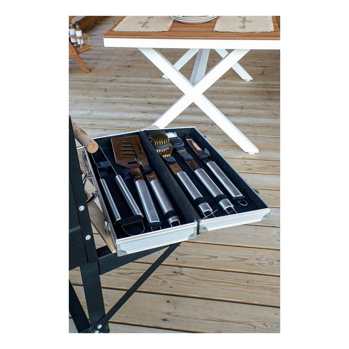 DKD Home Decor Barbacoa Terraza Y Jardin Negro Inox Metal 18 x 8 x 47 cm Set de 6 (2 Unidades)