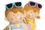 DKD Home Decor Figura de Fibra de Vidrio Niños y Unicornio, Surtido de 2 Piezas