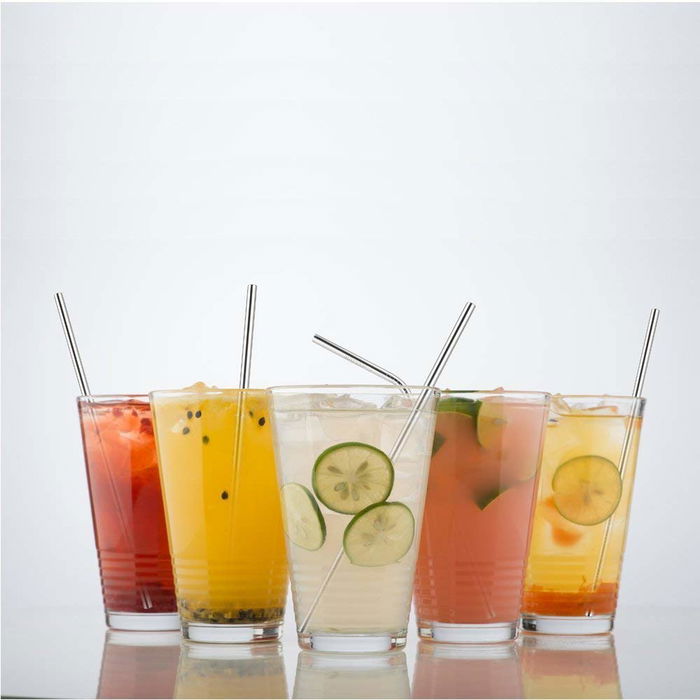 DKD Home Decor Pajitas Dorado Inox 21.5 x 0.5 cm Set de 10