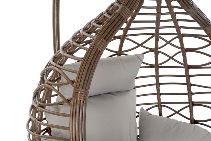 DKD Home Decor Sillón Colgante Breeze para Terraza y Jardín, Marrón y Gris, 100 x 78 x 120 cm