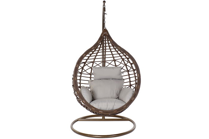 DKD Home Decor Sillón Colgante Breeze para Terraza y Jardín, Marrón y Gris, 100 x 78 x 120 cm