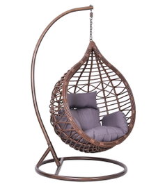 DKD Home Decor Sillón Colgante Ratán Sintético con Base y Cojines