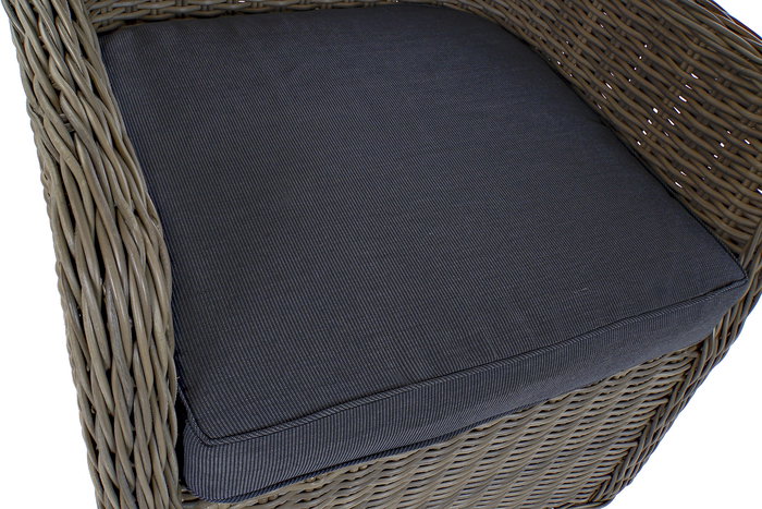 DKD Home Decor Mesa de Comedor para Terraza y Jardín, Set de 7 Piezas en Ratán Sintético y Acero con Cristal, Color Beige y Gris, Dimensiones 200 x 100 x 75 cm, Incluye Cojines