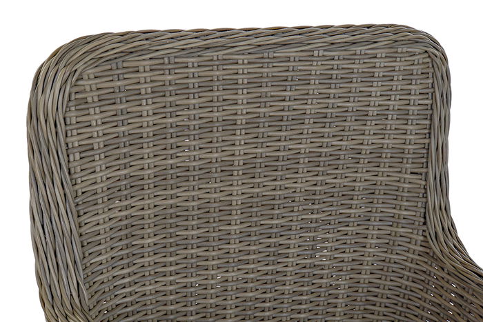 DKD Home Decor Mesa de Comedor para Terraza y Jardín, Set de 7 Piezas en Ratán Sintético y Acero con Cristal, Color Beige y Gris, Dimensiones 200 x 100 x 75 cm, Incluye Cojines