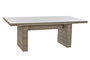 DKD Home Decor Mesa de Comedor para Terraza y Jardín, Set de 7 Piezas en Ratán Sintético y Acero con Cristal, Color Beige y Gris, Dimensiones 200 x 100 x 75 cm, Incluye Cojines