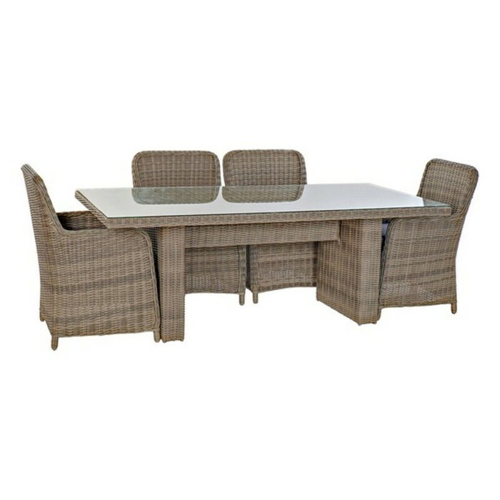 DKD Home Decor Conjunto de Comedor para 7 Personas en Ratán Sintético Beige y Gris DKD Home Decor Conjunto de Comedor para 7 Personas en Ratán Sintético Beige y Gris