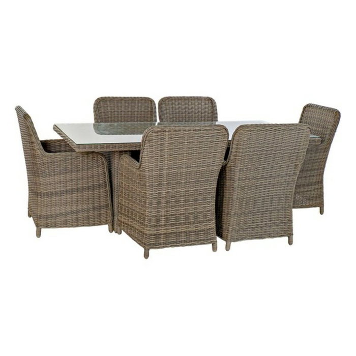 DKD Home Decor Conjunto de Comedor para 7 Personas en Ratán Sintético Beige y Gris DKD Home Decor Conjunto de Comedor para 7 Personas en Ratán Sintético Beige y Gris