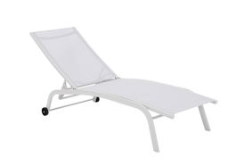 DKD Home Decor Tumbona Terraza Y Jardin Reclinable Con Ruedas Blanco 64 x 97 x 187.5 cm