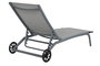 DKD Home Decor Tumbona para Terraza y Jardín Gris Aluminio y Textilene 187.5 x 64 x 97 cm