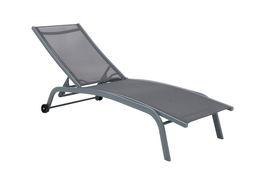 DKD Home Decor Tumbona para Terraza y Jardín Gris Aluminio y Textilene 187.5 x 64 x 97 cm