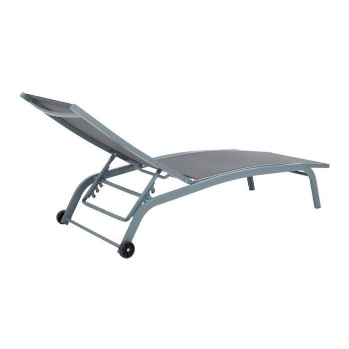 DKD Home Decor Tumbona para Terraza y Jardín Gris Aluminio y Textilene 187.5 x 64 x 97 cm