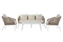 DKD Home Decor Sofá Terraza y Jardín Set de 4 Blanco Beige Aluminio Poliéster Cuerda 151.5 x 72 x 70 cm