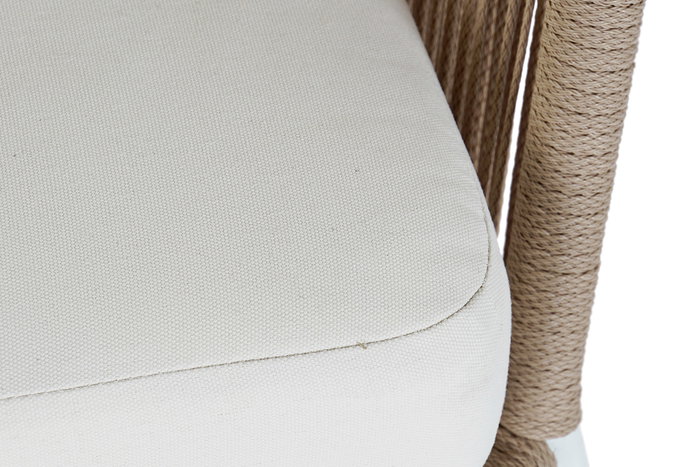 DKD Home Decor Sofá Terraza y Jardín Set de 4 Blanco Beige Aluminio Poliéster Cuerda 151.5 x 72 x 70 cm