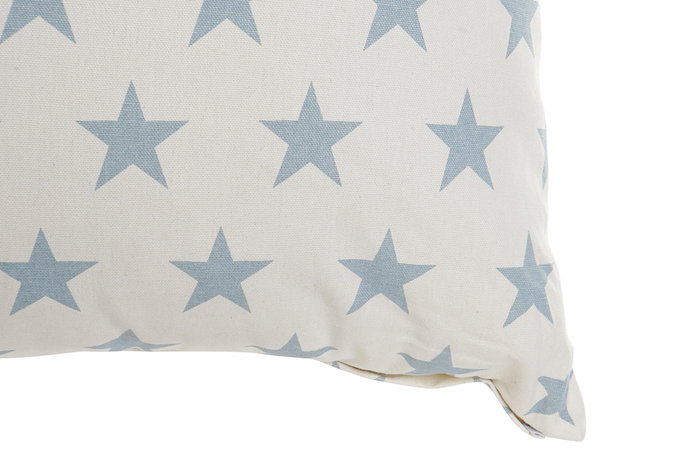 DKD Home Decor Cojin Stars Scandi Blanco Azul Poliester Algodon 60 x 60 x 10 cm (2 Unidades)