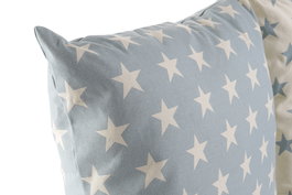 DKD Home Decor Cojin Stars Scandi Blanco Azul Poliester Algodon 60 x 60 x 10 cm (2 Unidades)