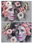 DKD Home Decor Cuadro Moderno Multicolor Lienzo y MDF Mujer Flores 3 x 80 x 120 cm (2 Unidades)